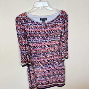 Jessica Howard 10P Geometric Print Dress With 3/4 Sleeves & Scoop Neck